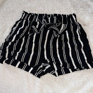 Black and White Striped Shorts